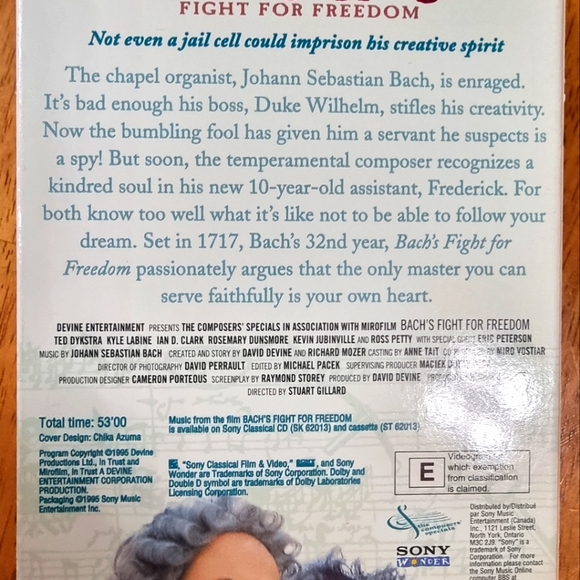 Bach's Fight For Freedom VHS Movie - Picture 3 of 3